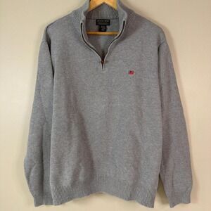 Ralph Lauren Jeans Co. Mens XL Gray 1/4 Zip Y2K Preppy Embroidered Logo